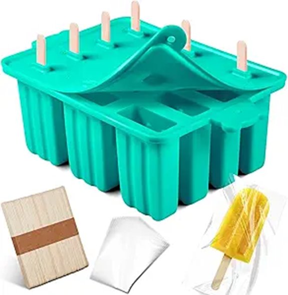 Silicone Popsicle Molds with Sticks and Bags (Blue)