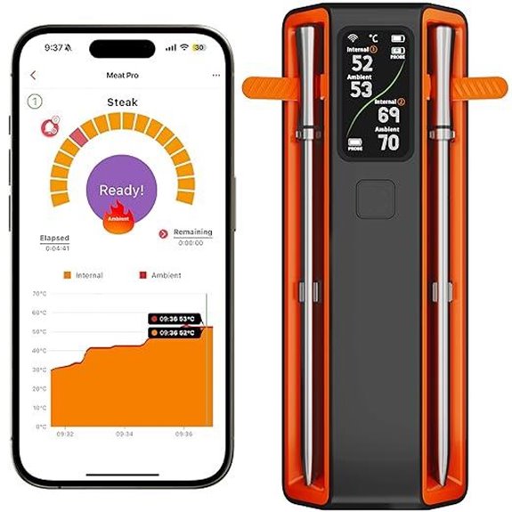 Smart Bluetooth Meat Thermometer with LCD Screen (2 Pack)