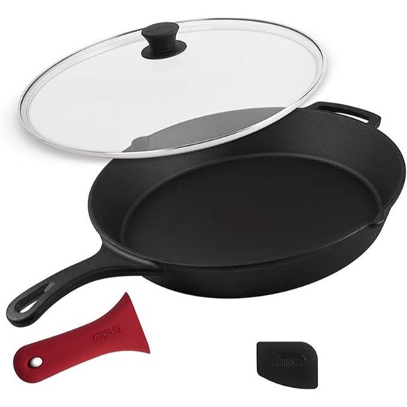 Cuisinel 15 Cast Iron Skillet with Lid and Accessories