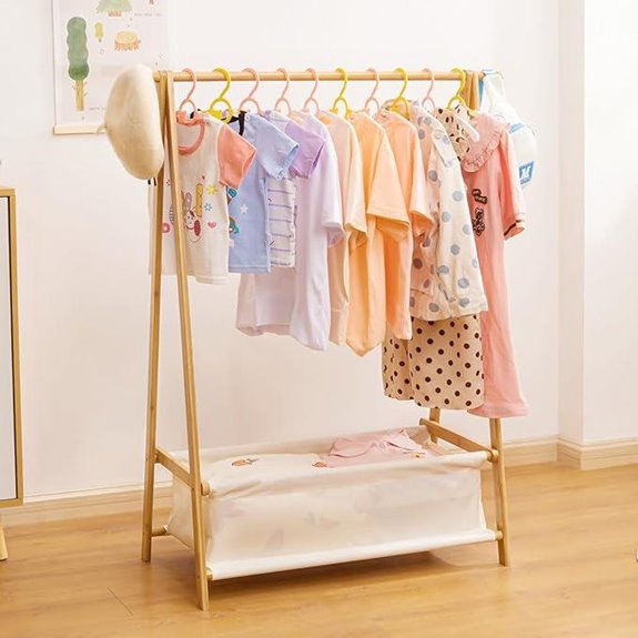 Kids Clothing Rack with Storage Box and Hang Rod