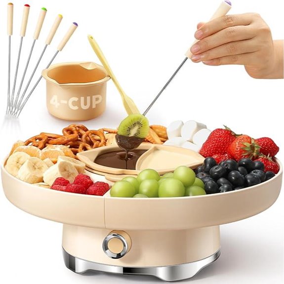 Chocolate Fondue Pot Set with Trays and Forks