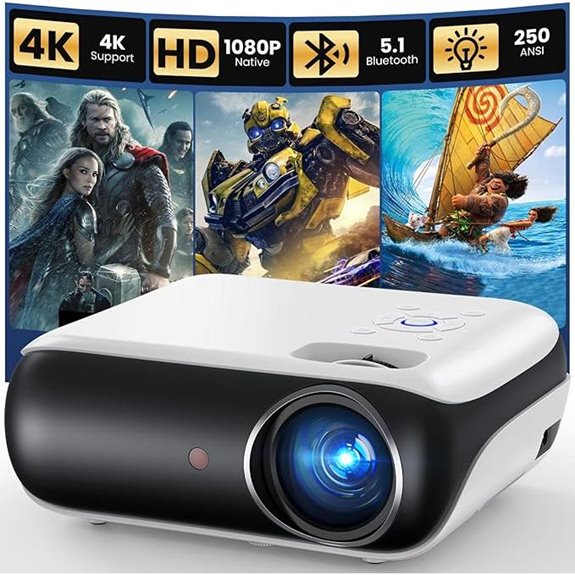 HAPPRUN 1080P Bluetooth Mini Projector with Built-in Speaker