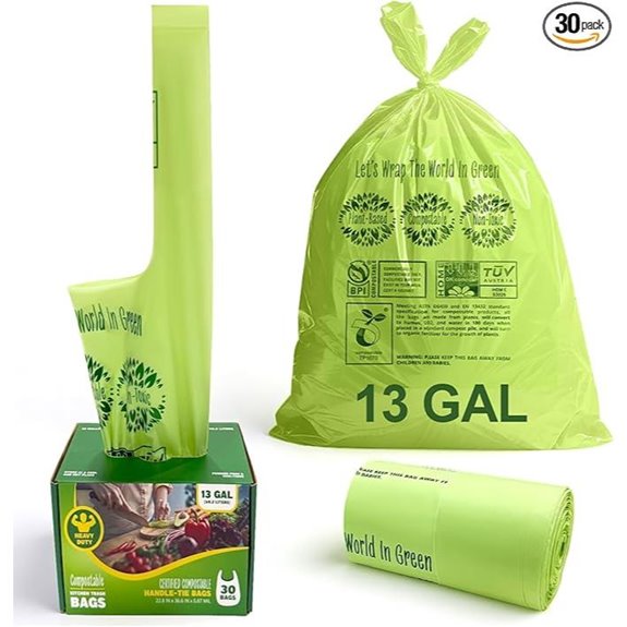 Compostable Trash Bags Handle-Tie 30 Count