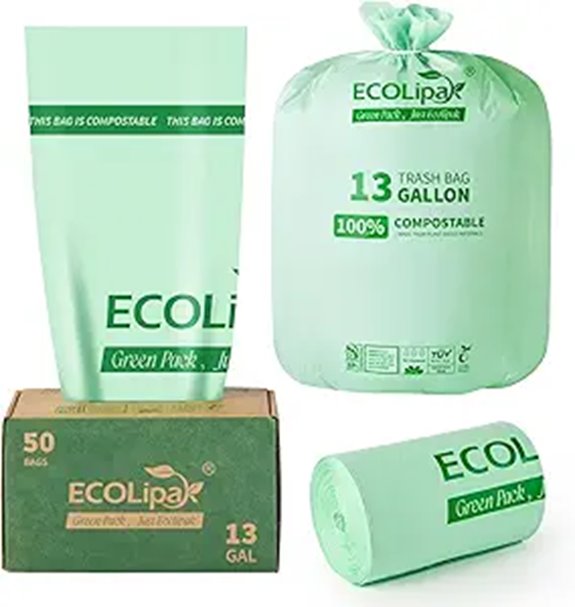 ECOLipak Compostable Trash Bags 50 Count