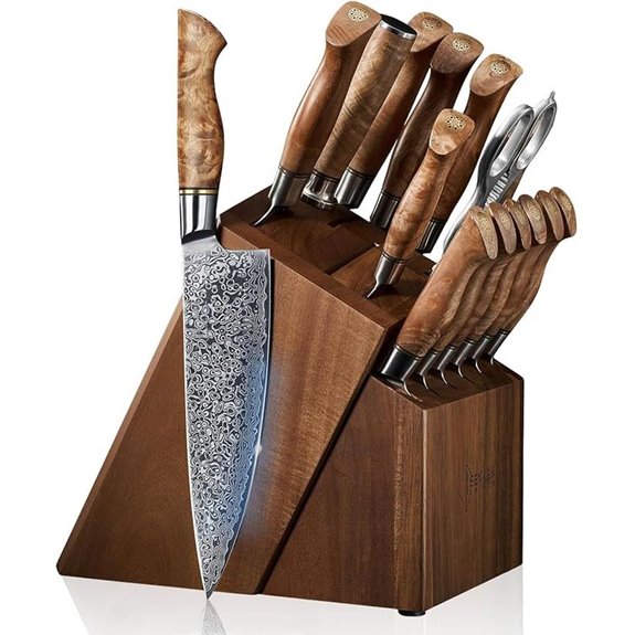 SENKEN Damascus Knife Block Set (16 Pieces)