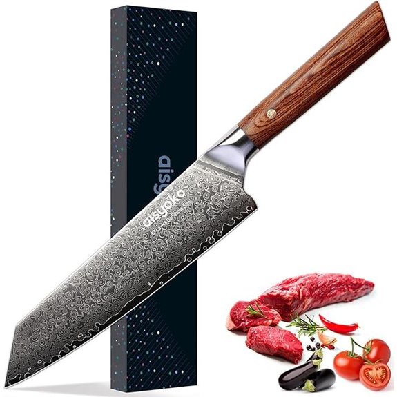 8-Inch Damascus VG-10 Chef Knife with Wooden Handle