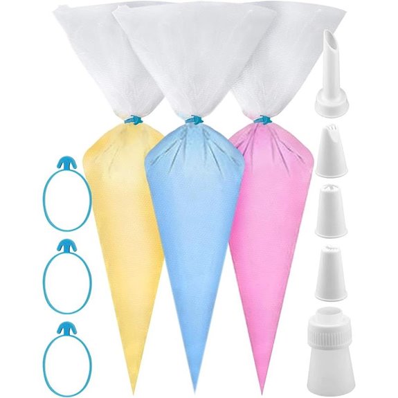 Disposable Pastry Bags Set with Tips and Ties