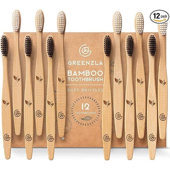 Greenzla Bamboo Toothbrushes for Adults (12 Pack)
