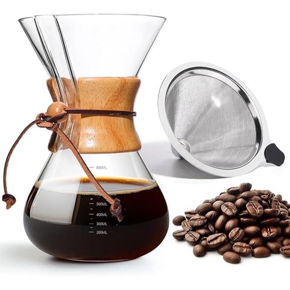 Pour Over Coffee Maker 8-Cup Borosilicate Glass