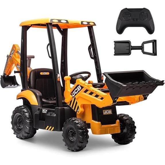 12V JCB Electric Backhoe Ride-On Toy for Kids