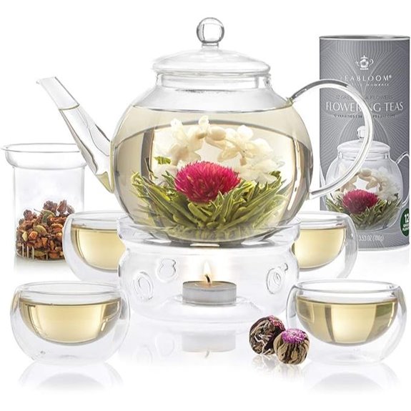 Teabloom Glass Tea Set with Teapot & Flowering Teas