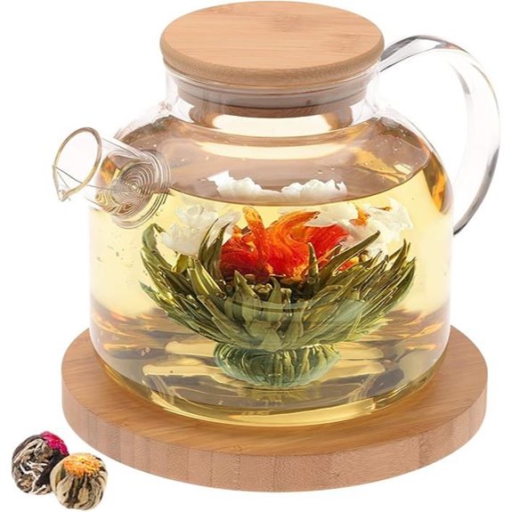 Teabloom Glass Teapot Gift Set with Blooming Teas