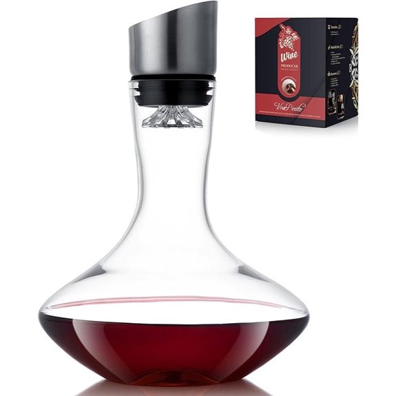 Wine Decanter with Built-in Aerator and Stainless Steel Lid