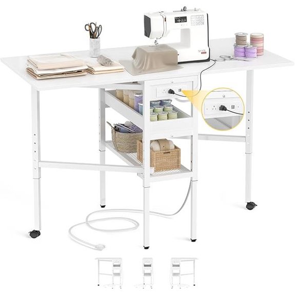 Besiost Folding Sewing & Cutting Table with Storage