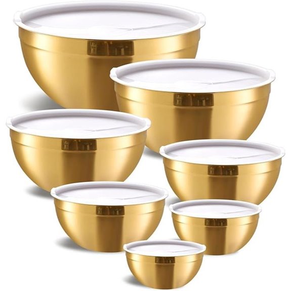 Gold Stainless Steel Mixing Bowls Set with Lids