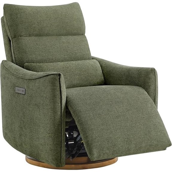 CHITA Moss Green Swivel Recliner with Power Headrest