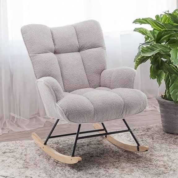 Upholstered Teddy Nursery Rocking Chair (Grey)