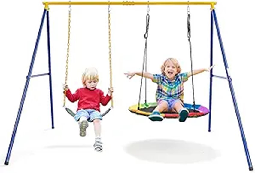 Costzon Heavy Duty Metal Swing Set for Kids