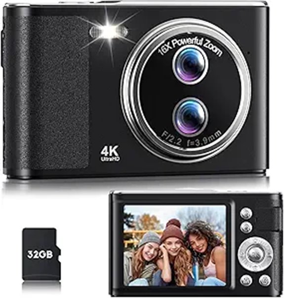 48MP Digital Camera with 16x Zoom and 32GB Card
