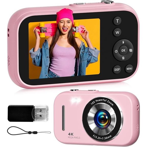 FHD 4K Compact Digital Camera with 16X Zoom