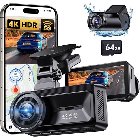 COOLCRAZY 4K+1080P Dual Dash Cam with Night Vision