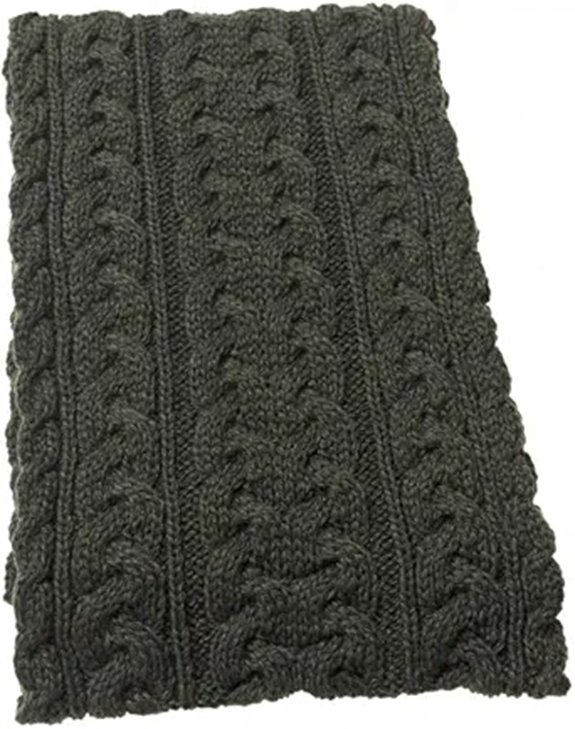 Aran Crafts Irish Merino Wool Cable Knit Scarf
