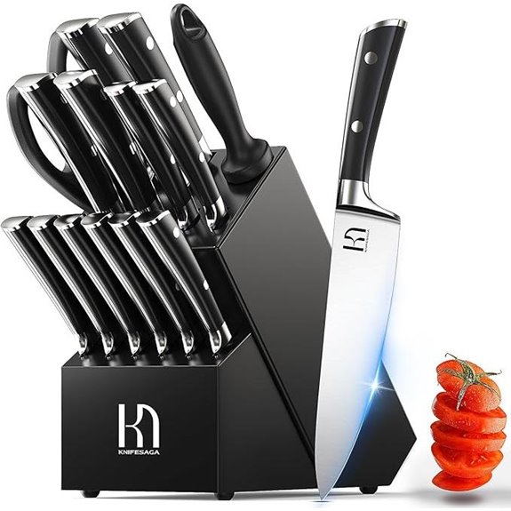 15-Piece Japanese Knife Set with Block and Sharpener