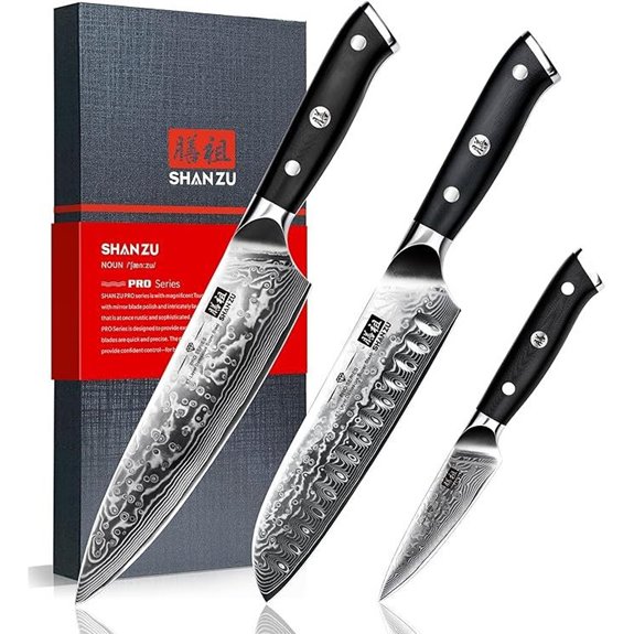Damascus Knife Set 3-Piece Japanese Steel Chef Knives