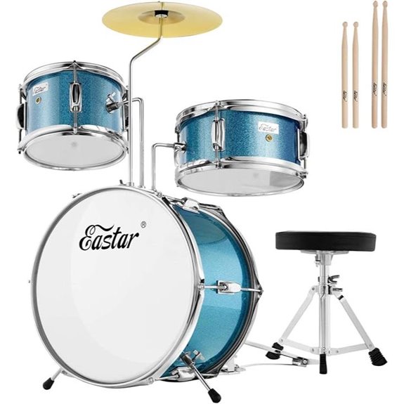 Eastar Kids 3-Piece Drum Set with Cymbals and Throne