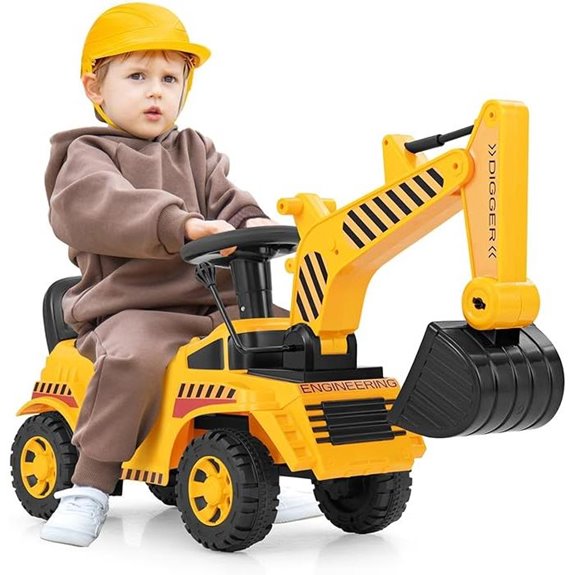 Costzon Ride-On Excavator for Kids with Storage & Sound