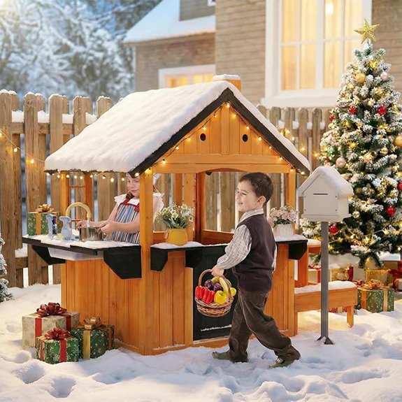 JOYMOR Kids Outdoor Playhouse with Sink and Accessories