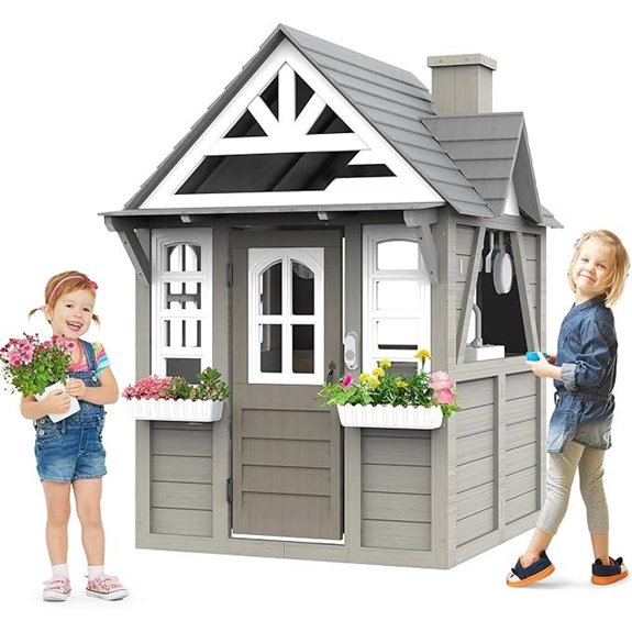 Seizeen Kids Outdoor Playhouse with Kitchen and Doorbell