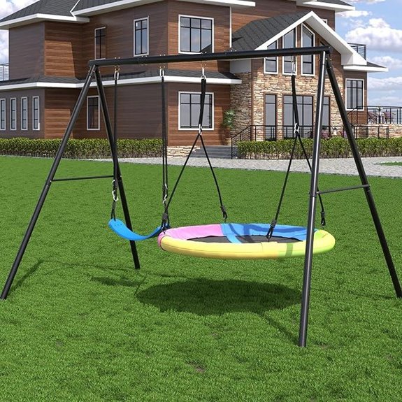 EROMMY Kids Outdoor Saucer Swing Set with Frame