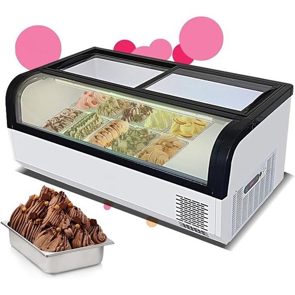 Commercial Ice Cream Freezer Display with LED Lighting