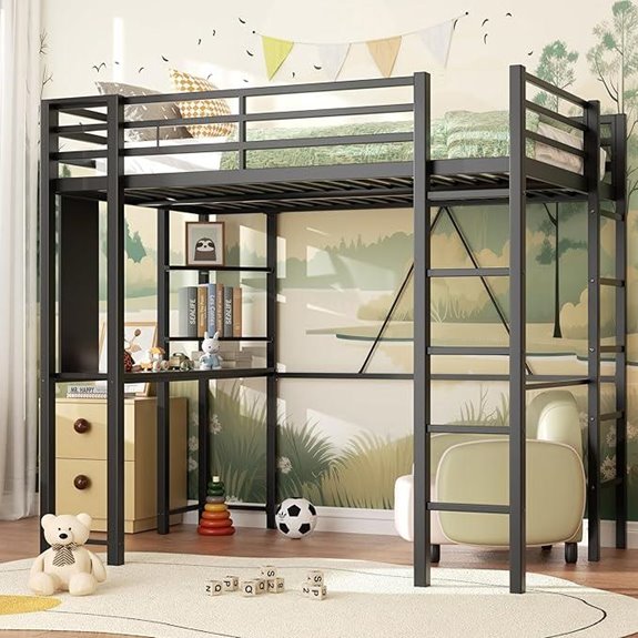 Shintenchi Twin Loft Bed with Desk and Storage