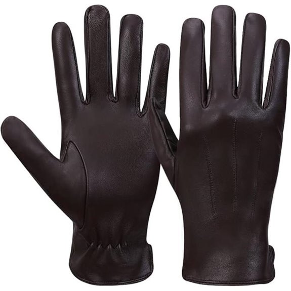 MGGMOKAY Mens Luxury Nappa Lambskin Leather Gloves Cashmere Lining
