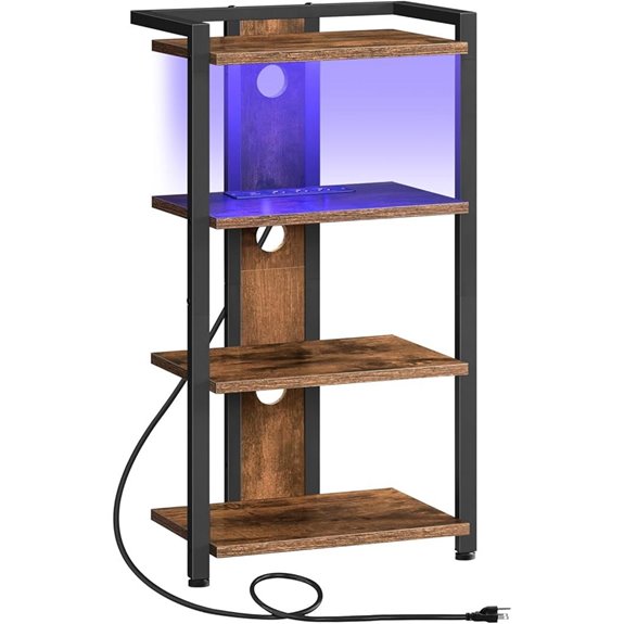 HOOBRO 4-Tier Media Stand with Charging & LED Light
