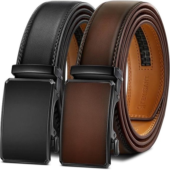 KEMISANT Men Leather Ratchet Belts 2 Pack