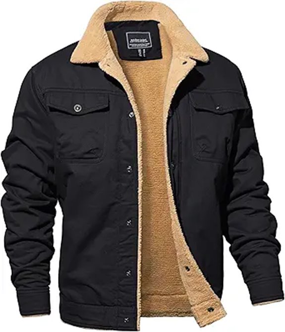MAGNIVIT Men's Cotton Sherpa Fleece Cargo Jacket
