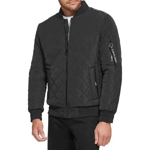 Calvin Klein mens Quilted Zipper Detail Flight Jacket