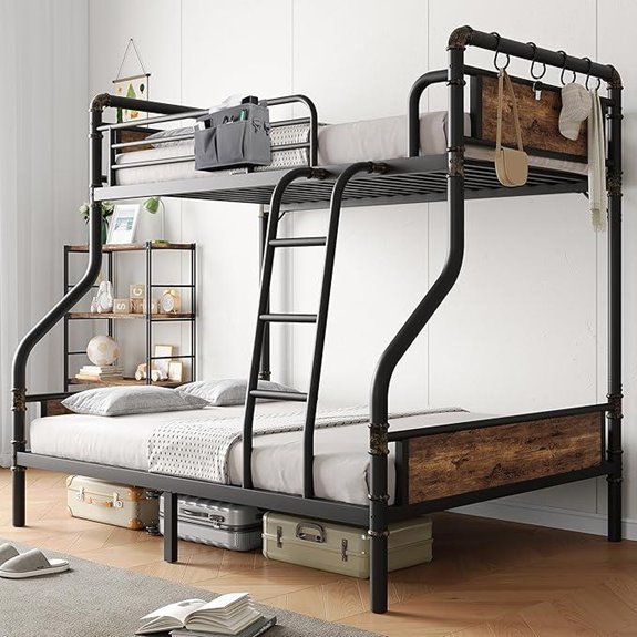 Heavy Duty Metal Bunk Bed with Storage and Ladder