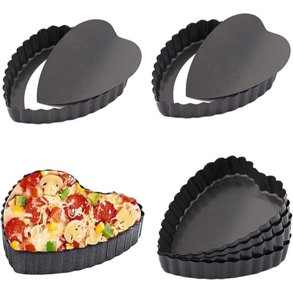 Mini Heart-Shaped Tart Pans 6-Pack Removable Bottom
