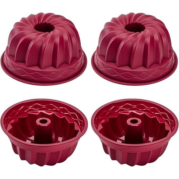 Nalchois 4-Inch Silicone Mini Bundt Cake Pans (Set of 4)