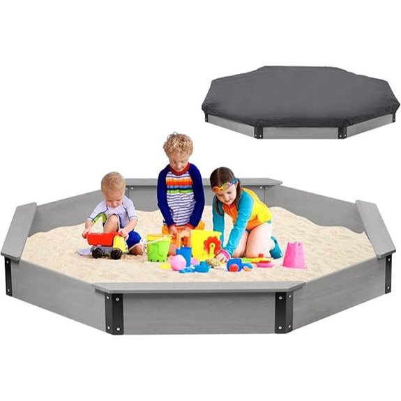 Octagon Kids Sandpit with Cover and Benches