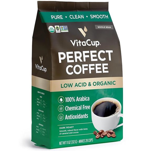 VitaCup Low Acid Organic Coffee Beans Dark Roast