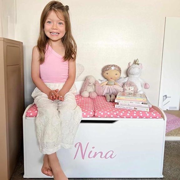 DIBSIES Personalized Girls Toy Box with Soft-Close Lid