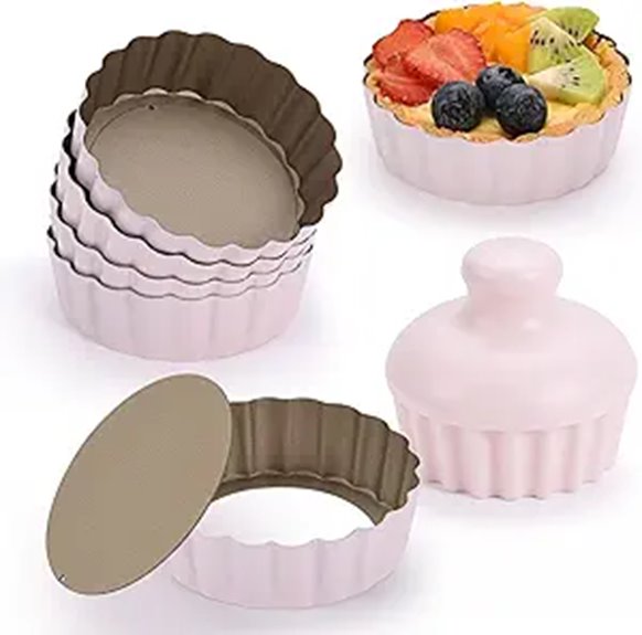 Mini Tart Pan Set with Removable Bottom (Pink)