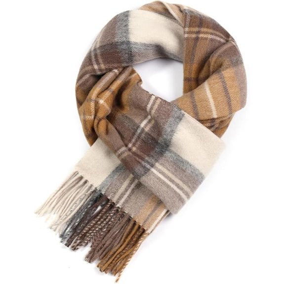Plaid Wool Winter Scarf for Women and Men