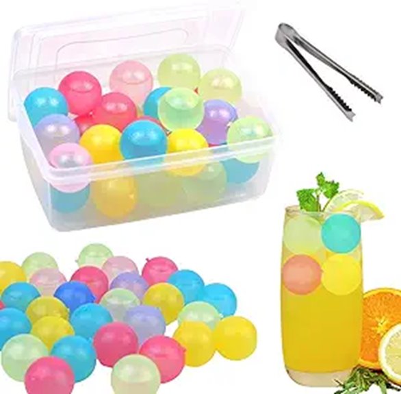Reusable Plastic Ice Cubes with Lid 24 Pack