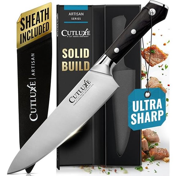 Cutluxe 8 Chef Knife with Sheath and Ergonomic Handle